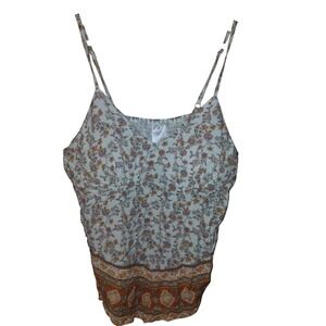 No Boundaries Womens XL Floral Boho Cami Top Adjustable Straps Smocked Back